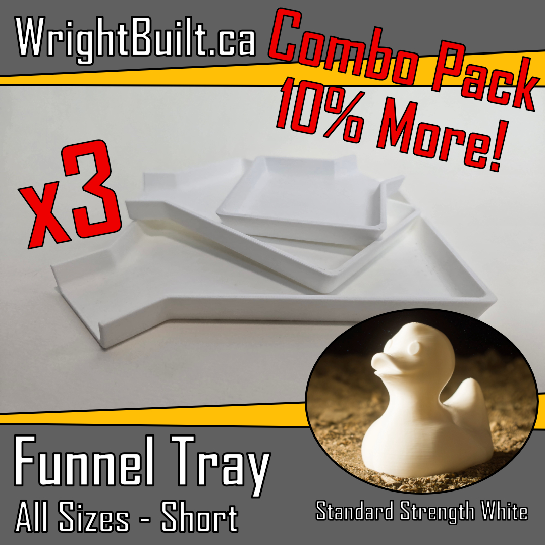 Funnel Tray - All Sizes (1ea: S/M/L) & Short - Standard Strength White Plastic - Sorting & Organizing Tool - 3 Pack